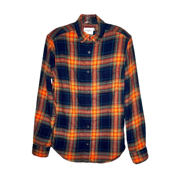 Goodfellow & Co Shirts Goodfellow Co Plaid Flannel Button Up Orange Green Blue Collared Mens